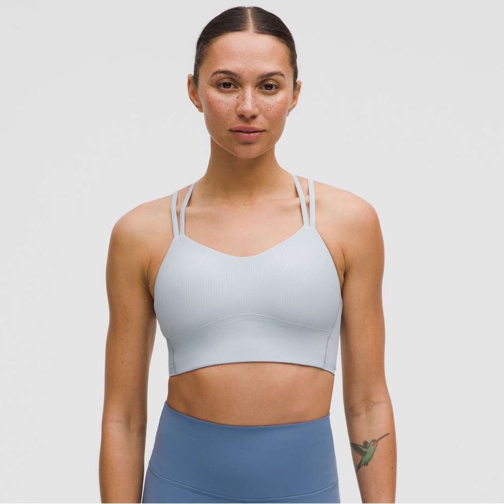 lululemon athletica Light Gray Ribbed Strappy Sports Bra